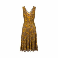 Hot Squash HotSquash Mustard Yellow V-Neck Floral Lace Dress -HotSquash Shop unnamed file 62