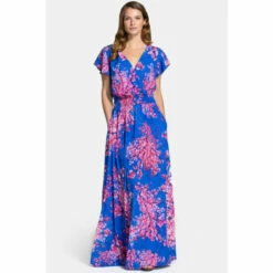 Hot Squash HotSquash Blue Chiffon Wrap Top Maxi Dress