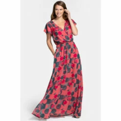 Hot Squash HotSquash Pink Chiffon Wrap Top Maxi Dress