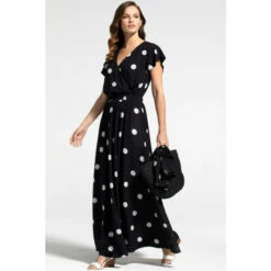 Hot Squash HotSquash Black Chiffon Wrap Top Maxi Dress