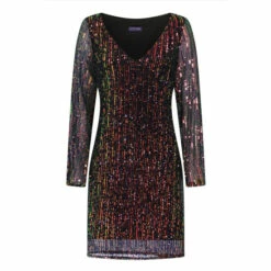 Hot Squash HotSquash Black Blouson Sleeved V-Neck Sequin Dress -HotSquash Shop unnamed file 660