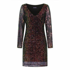 Hot Squash HotSquash Black Blouson Sleeved V-Neck Sequin Dress -HotSquash Shop unnamed file 661