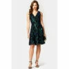 Hot Squash HotSquash Green Sequin V-Neck Fit And Flare Dress