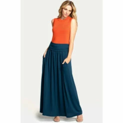 Hot Squash HotSquash Teal Blue Roll Top Maxi Skirt