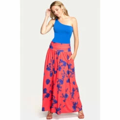 Hot Squash HotSquash Red Roll Top Maxi Skirt