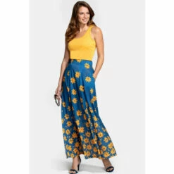 Hot Squash HotSquash Blue Box Pleat Maxi Skirt