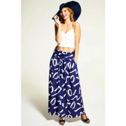 Hot Squash HotSquash Navy/White Roll Top Maxi Skirt