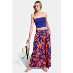 Hot Squash Womens Red Roll Top Maxi Skirt