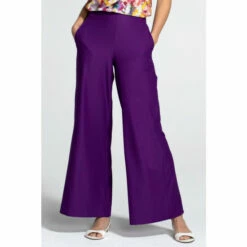 Hot Squash HotSquash Purple Luxe-Lounge Wide Leg Crepe Trousers