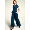 Hot Squash HotSquash Teal Blue Cap Sleeved Wide Leg Jumpsuit