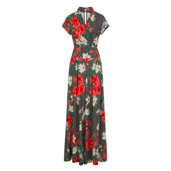 Hot Squash HotSquash Black Pin Striped Floral Wide Leg Jumpsuit 3 Hot Squash HotSquash Black Pin Striped Floral Wide Leg Jumpsuit - Image 3