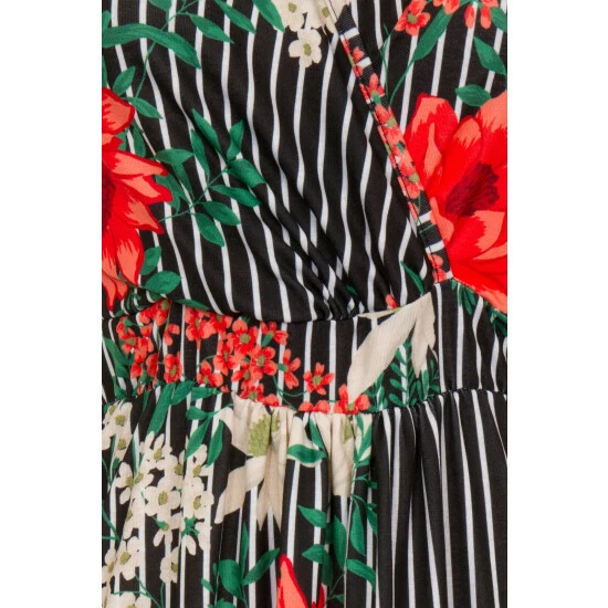 Hot Squash HotSquash Black Pin Striped Floral Wide Leg Jumpsuit 4 Hot Squash HotSquash Black Pin Striped Floral Wide Leg Jumpsuit - Image 4