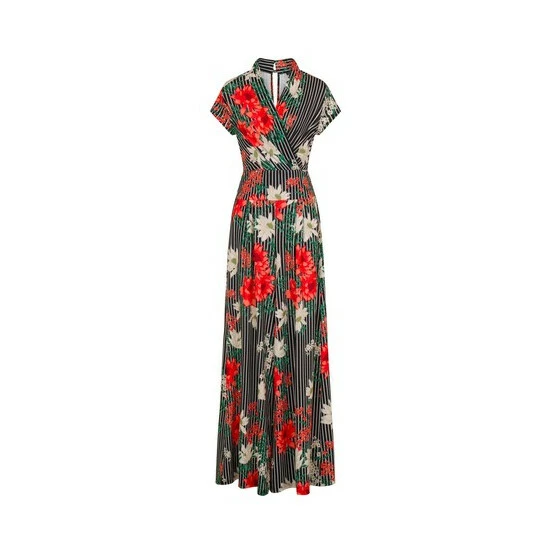 Hot Squash HotSquash Black Pin Striped Floral Wide Leg Jumpsuit 5 Hot Squash HotSquash Black Pin Striped Floral Wide Leg Jumpsuit - Image 5