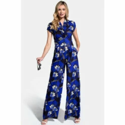 Hot Squash Womens Blue Wideleg Jumpsuit