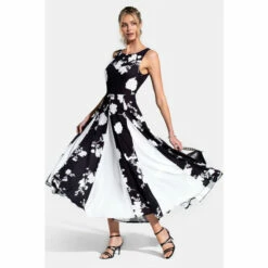 Hot Squash HotSquash Womens Black Box Pleat Midi Dress With Contrast Skirt -HotSquash Shop unnamed file 85