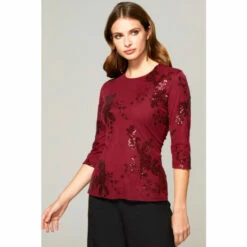 Hot Squash HotSquash Red Sequin Party Top