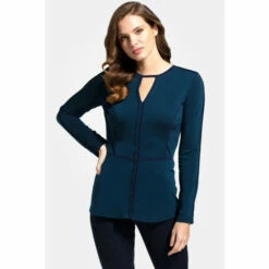 Hot Squash HotSquash Blue Jersey Keyhole Top With Contrast Seams