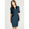 Hot Squash HotSquash Blue Contrast Collar Short Sleeved Dress