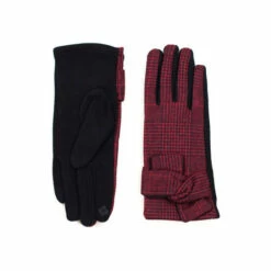 Hot Squash Womens Red Checked Gloves