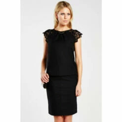 Hot Squash HotSquash Black Lace Sleeved Crepe Top
