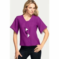 Hot Squash HotSquash Purple River-Tie Bat Sleeved Top