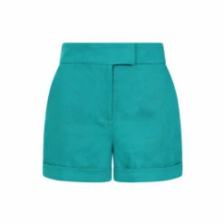 Hot Squash Green Linen Tailored Shorts With Pocket -HotSquash Shop unnamed file 981