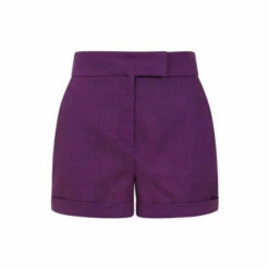 Hot Squash HotSquash Womens Purple Linen Tailored Shorts With Pocket -HotSquash Shop unnamed file 992